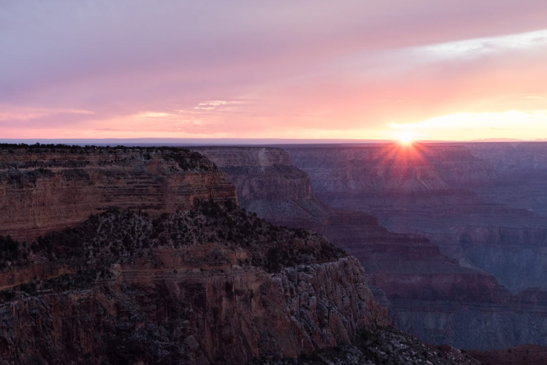 coucher de soleil à grand canyon