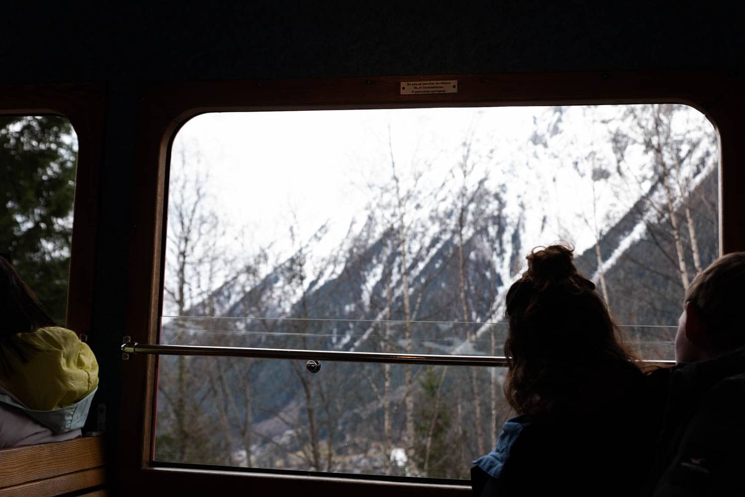 paysage à travers la vitre du train de Montenvers